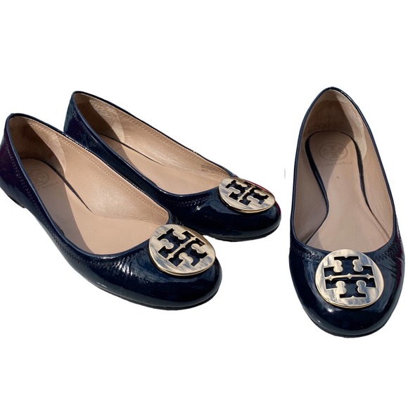 TORY BURCH Reva Ballet Patent Flats in Bright Navy sz 8 w/ Box - Picture 1 of 5